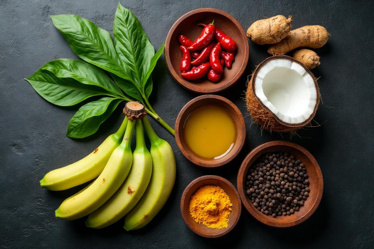 Fresh ingredients and bananas